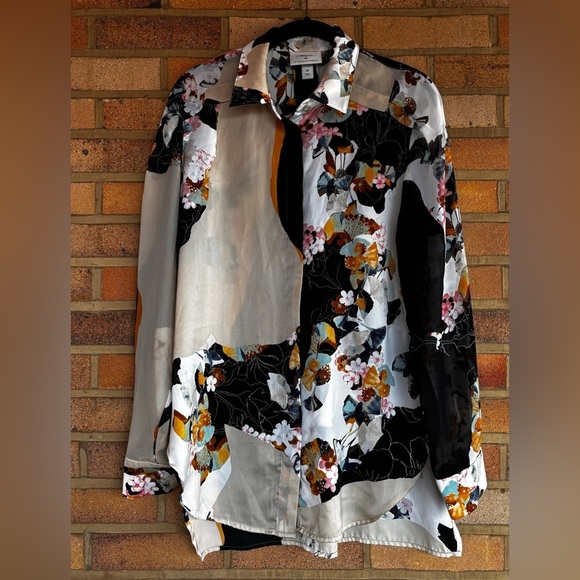 Phillip Lim for Target long sleeve button front Floral Print Women's Tunic Top - Picture 2 of 15